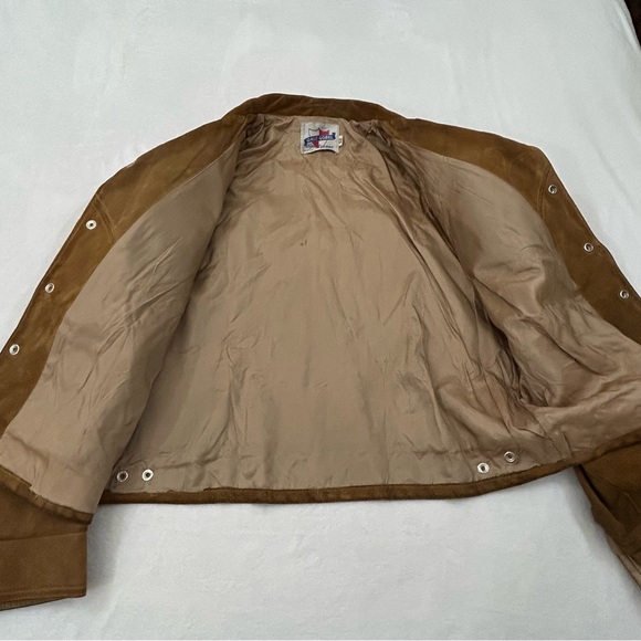 Vintage 60s/70s Gale-Sobel Sportswear Brown Suede Leather Trucker Jacket Size 52 - Picture 5 of 16